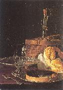 Melendez, Luis Eugenio Still-Life with a Box of Sweets and Bread Twists china oil painting artist